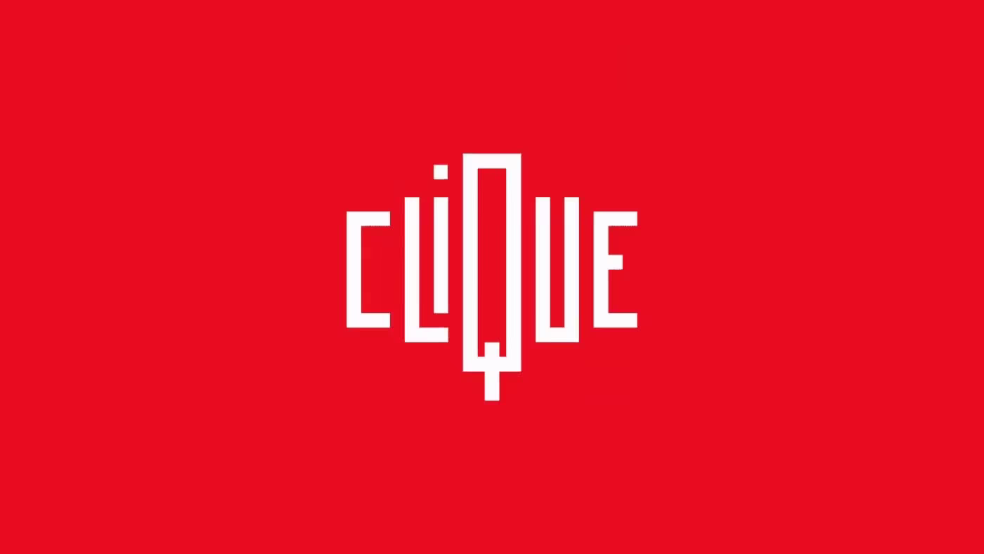 Clique TV — white logo on red background